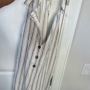 White vertical striped overalls. Size large. Brand: billabong.